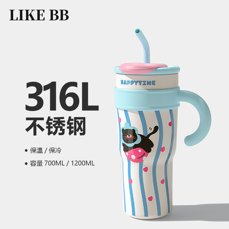 巨无霸保温杯大容量女生带吸管水杯女新款2025高颜值保冷冰霸杯子