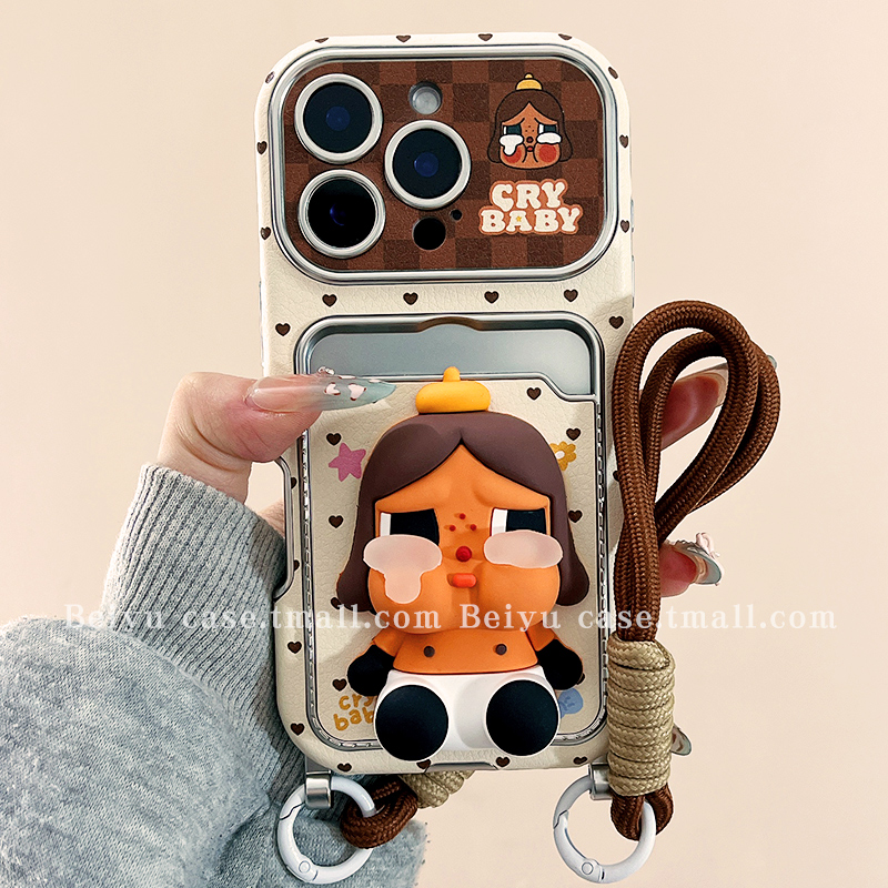 立体哭娃卡包适用苹果手机壳