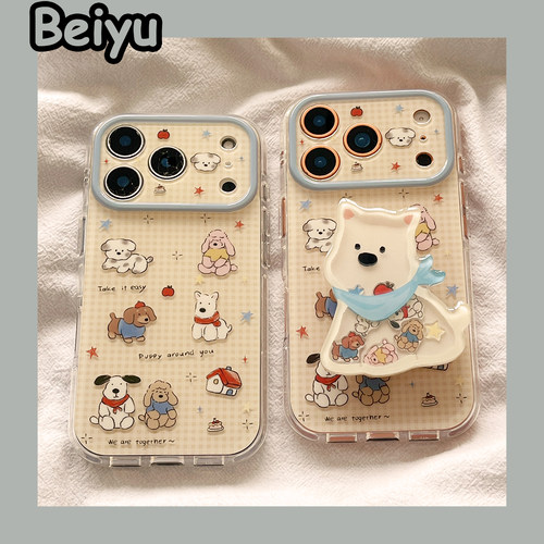 格纹小狗适用苹果手机壳