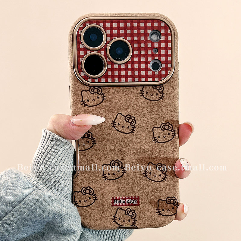 格纹Hellokitty适用苹果手机壳