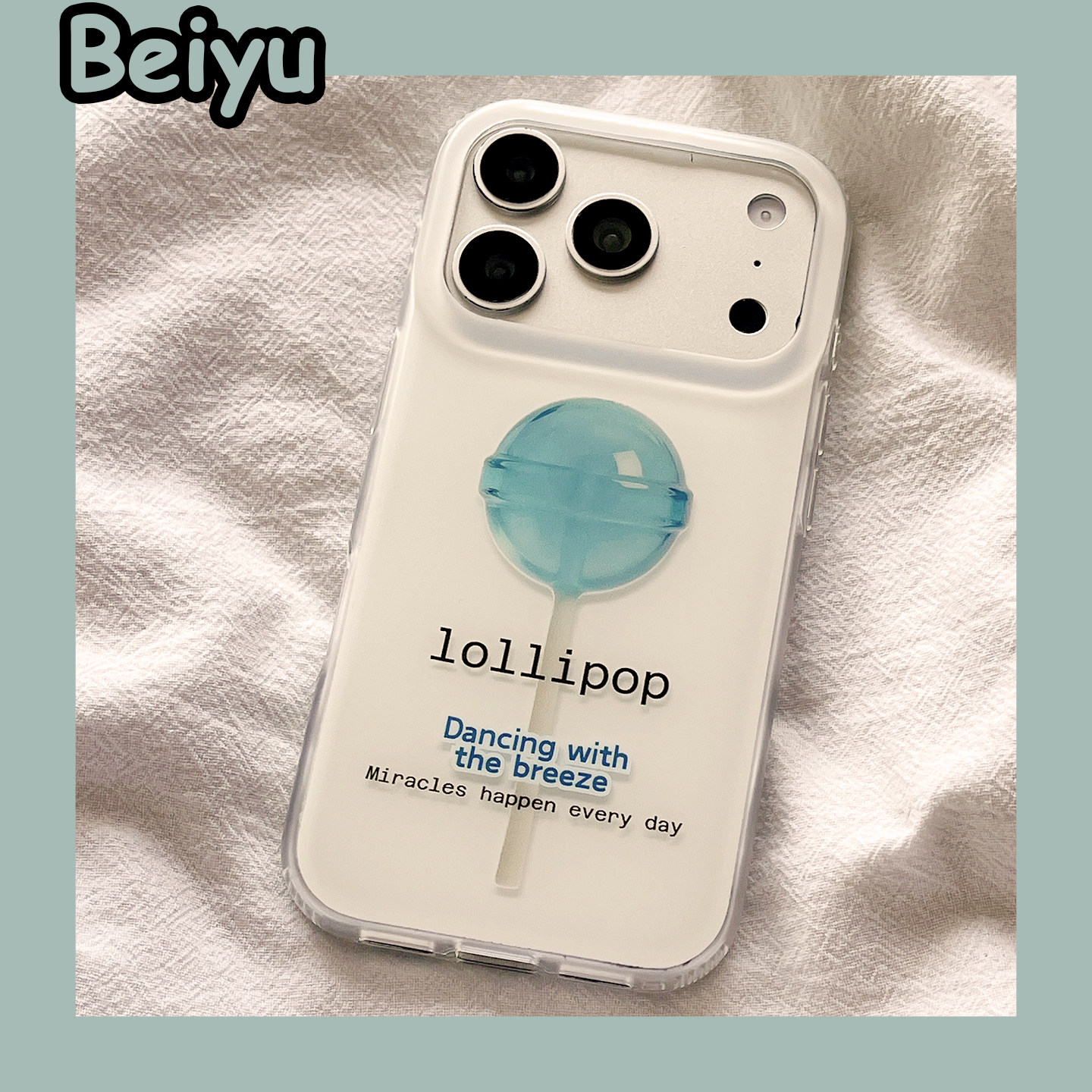 ins韩系个性清透蓝色棒棒糖适用苹果17Promax手机壳iphone16pro新款17小众15pro高级感15pm女17pro创意16全包