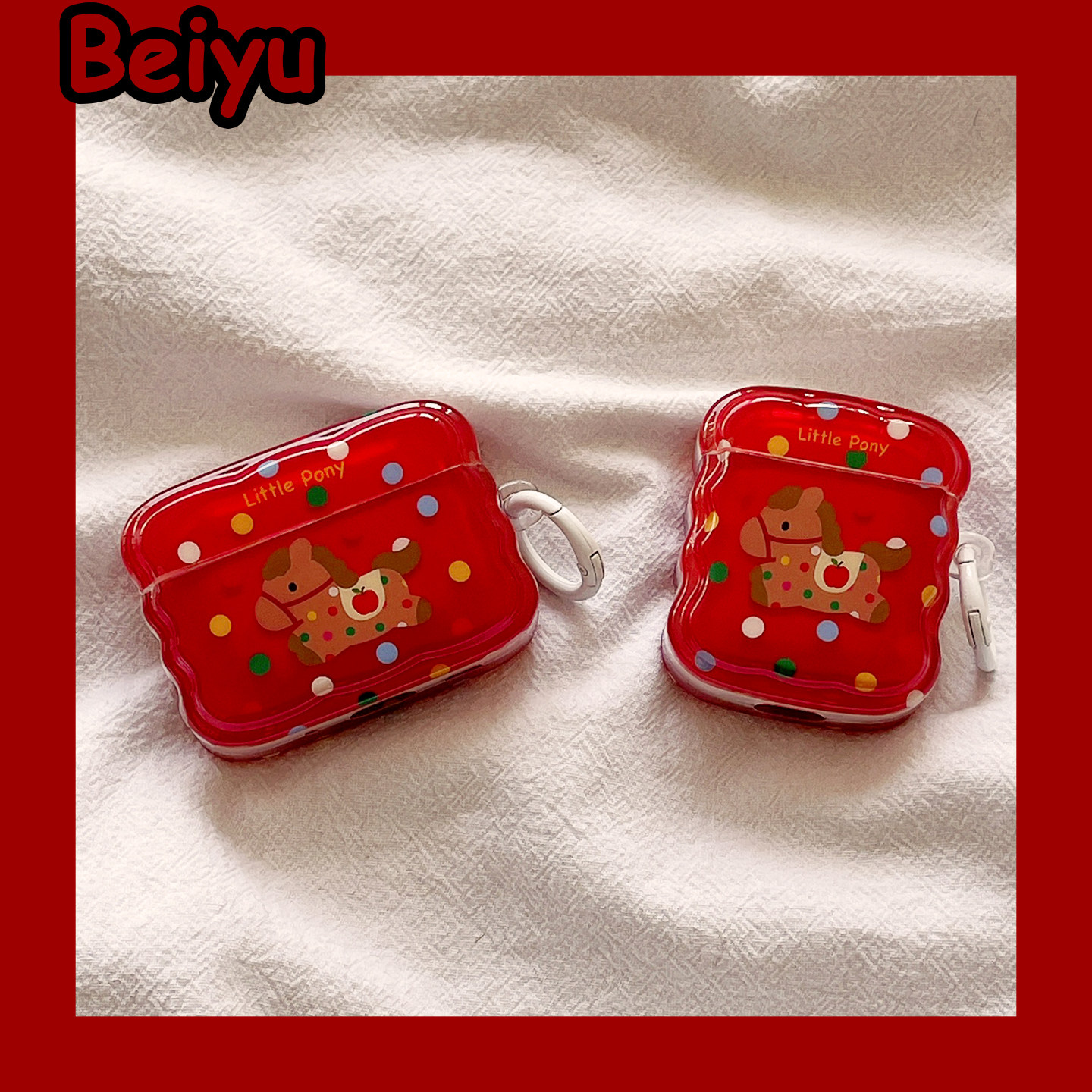 新年红色喜庆彩色小马适用airpodspro3苹果无线蓝牙耳机壳airpods4新款airpods1/2代耳机套pro全包保护套马年