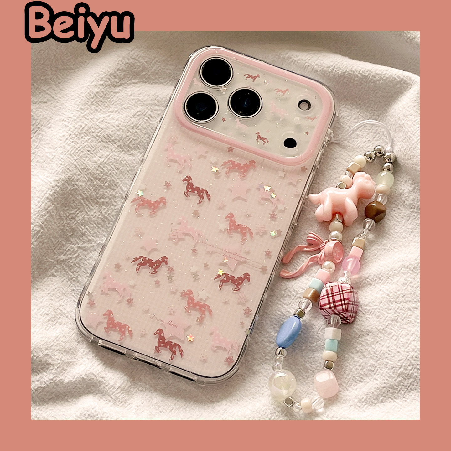 ins少女粉色星星小马适用苹果17Promax手机壳iphone16pro新款15pro小众16pm带链条14pro硅胶17pro马年13全包,3C数码配件,手机保护套/壳,淘宝优惠券,粉丝福利购,淘宝优惠卷