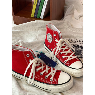 暮星2026春季新款1970s正品高帮大红色帆布鞋女学生百搭低帮板鞋