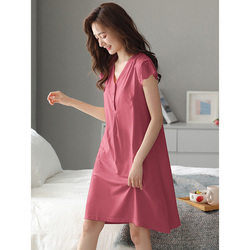 睡裙女夏季短袖纯棉家居服