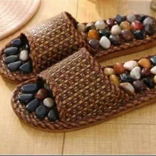 雨花石按摩拖鞋鹅卵石穴位足疗鞋脚底疏通经络浴室防滑男女拖鞋