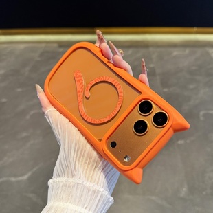 创意高透苹果17猫耳朵Air无线磁吸全包16高级感15情侣款 适用于iPhone17promax手机壳新款 14pro硬 可爱猫耳