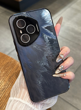 【奢华极光羽纱纹】适用于荣耀400pro手机壳新款极光magic7pro全包镜面玻璃x60pro简约高级感x50pro创意情侣