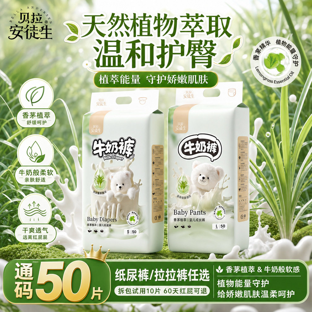 贝拉安徒生香茅植萃牛奶纸尿拉裤