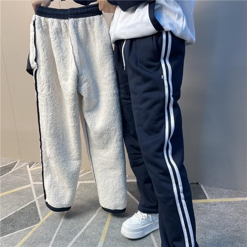 冬季加绒加厚校服裤子二条杠