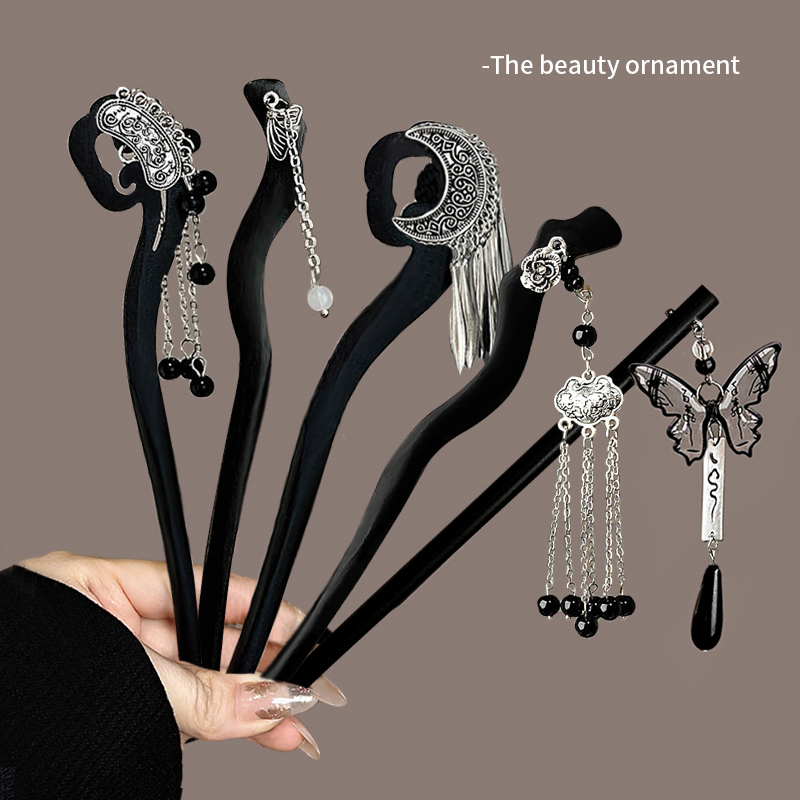 古风黑檀木发簪女高级感新中式