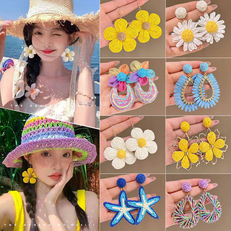 度假风花朵耳环女2025新款爆款小众设计高级感耳钉适合春天的耳饰