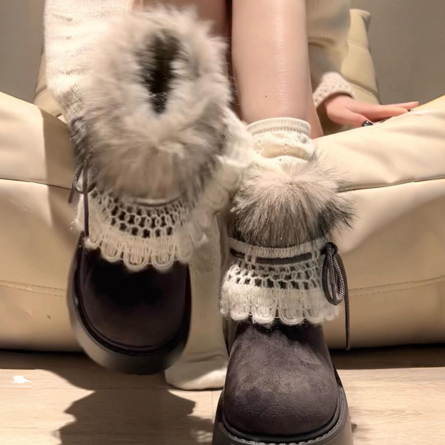 品牌撤柜厚底小个子加绒加厚雪地靴女2025冬新款保防滑暖毛毛棉鞋,女鞋,马丁靴,淘宝优惠券,粉丝福利购,淘宝优惠卷