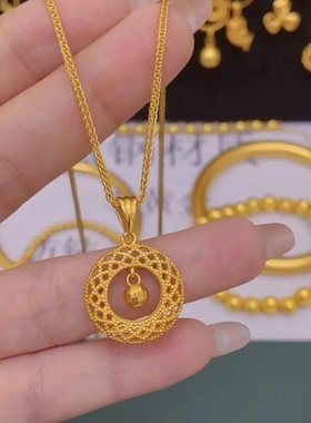 正品金子项链挂坠金店同款灵动