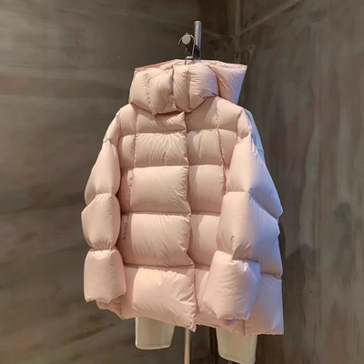 高级感轻奢90白鸭绒中长款羽绒服女2025新无胆蓬松泡芙面包服外套