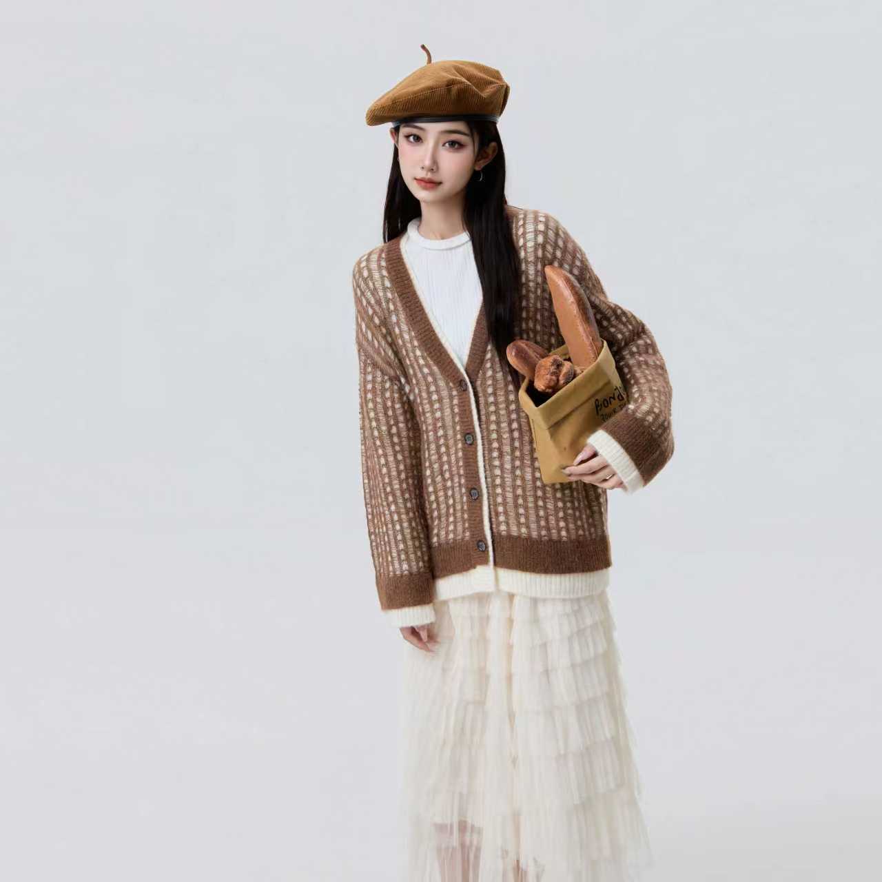 独家双层针织衫开衫2025秋季新款