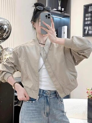 European Fashion Casual Jacket for Women 2025 Spring and Autumn Popular Short Baseball Jacket Cardigan Top for Petite Women