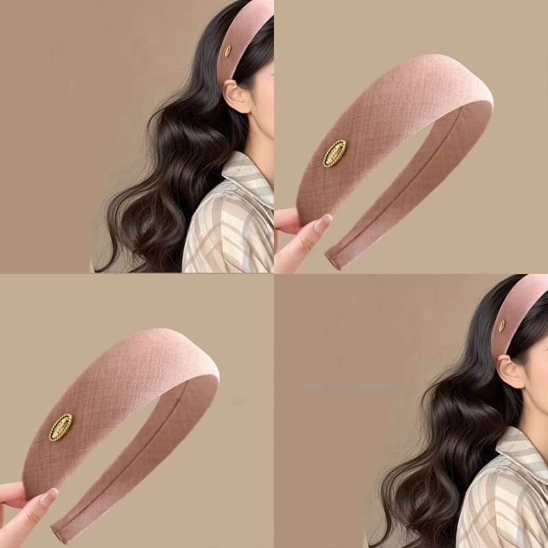 温柔杏粉~韩版布艺宽发箍女