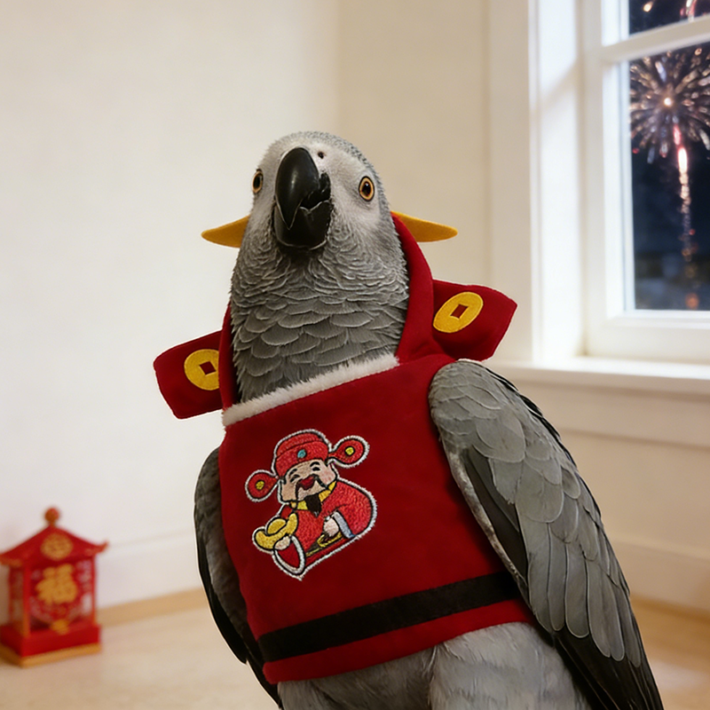 新年刺绣财神灰鹦鹉飞行服鸟类衣服冬季保暖服护肚加绒喜庆拜年服,宠物/宠物食品及用品,鸟禽服饰,淘宝优惠券,粉丝福利购,淘宝优惠卷