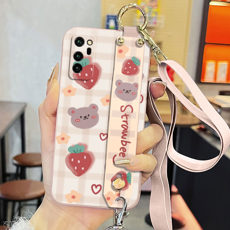 适用于荣耀Play4pro手机壳OXP-AN00液态腕带支架软壳小清新保护套超薄磨砂网红防摔背带草莓小熊全包直边卡通