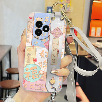 适用于红米K80至尊版手机壳25060RK16C液态腕带支架好运将至简约中国风全包直边保护套新款背带软壳磨砂全包