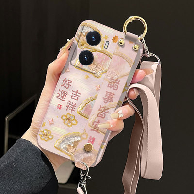 适用vivoY77手机壳y77t液态腕带支架y77e简约V2219A高级感创意个性全包背带软壳保护套防摔直边磨砂男女款潮