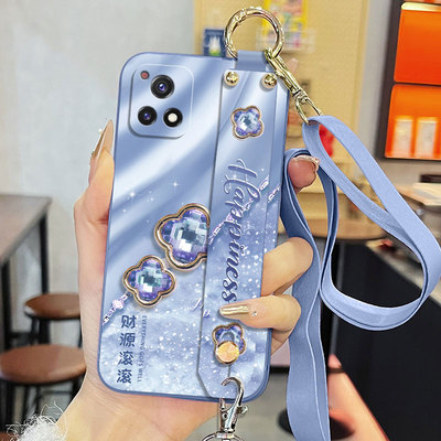 适用于iqooU3手机壳u3x标准版液态腕带支架软壳u3x财源滚滚V2061A高级感背带保护套防摔全包直边新款女款奢华