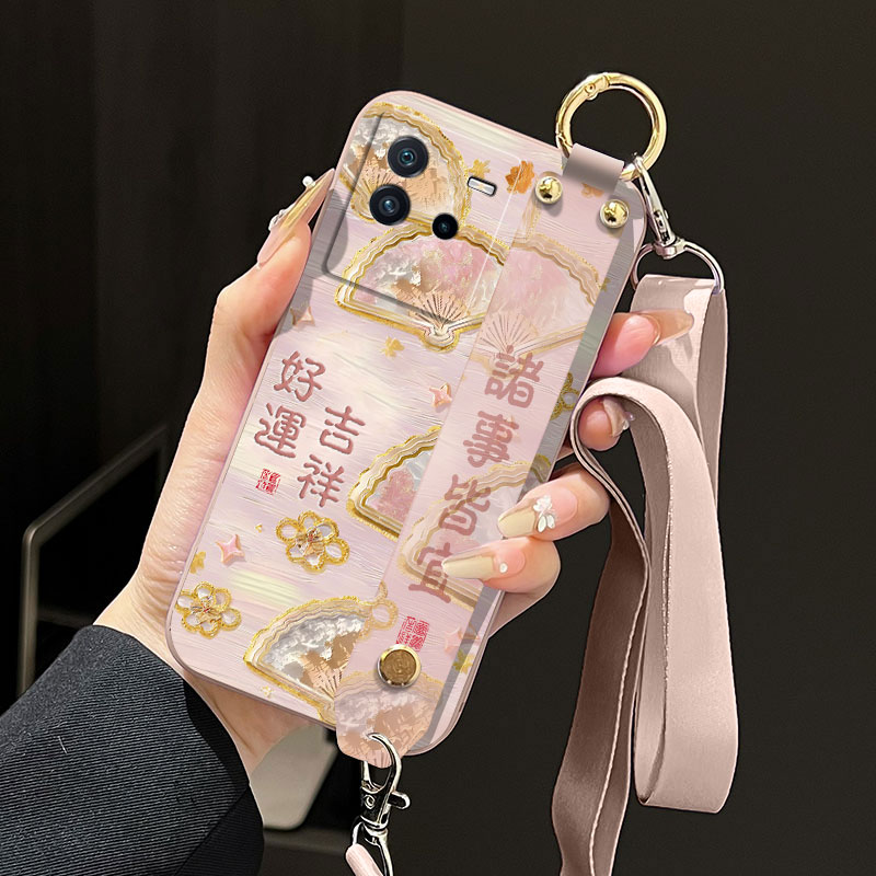 适用vivoT2手机壳t2x液态腕带支架V2199GA简约v0vivt2x高级感创意个性全包背带软壳保护套防摔直边磨砂男女款