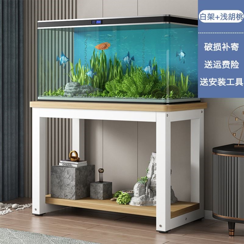 铁艺鱼缸架金属底座 钢木鱼缸架120x50x70cm储物架设计