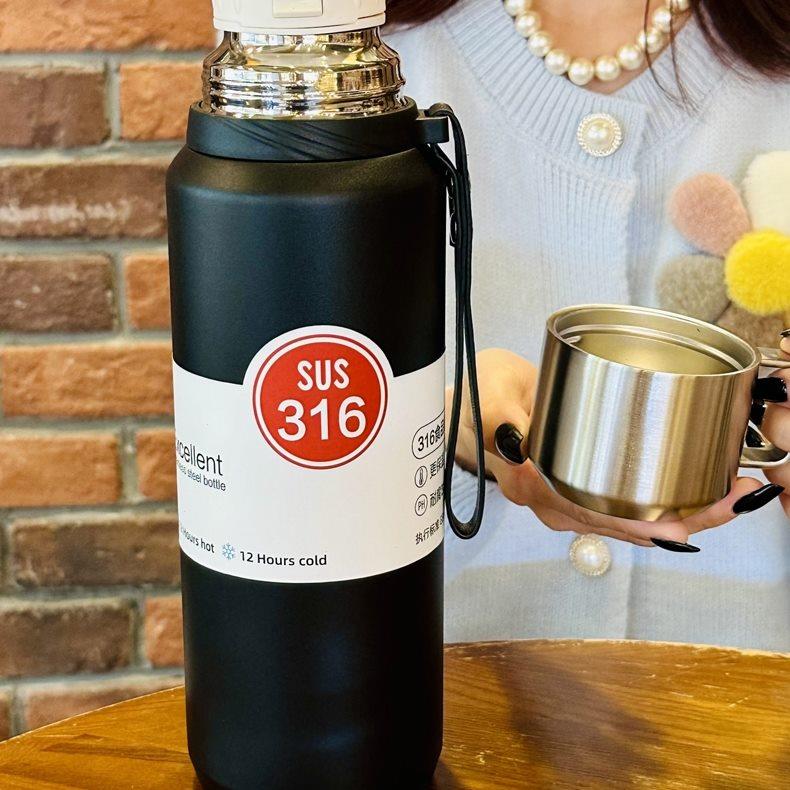 316不锈钢水杯茶水分离泡茶保温杯男士高档便携杯子带盖喝水1.5L