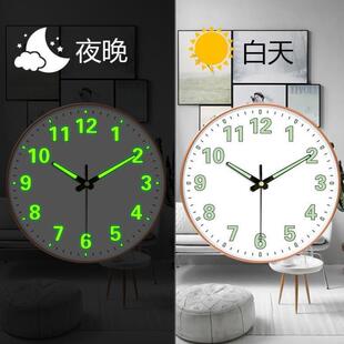 静音家用创意圆形石英钟卧室 儿童时钟挂墙免打孔挂钟客厅钟表时尚