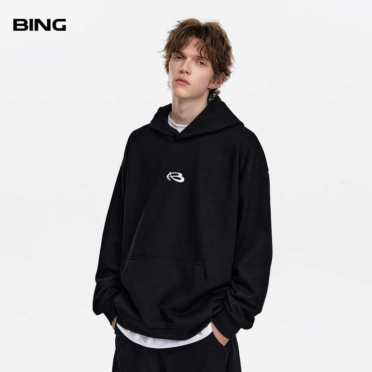 BING美式重磅刺绣卫衣男女