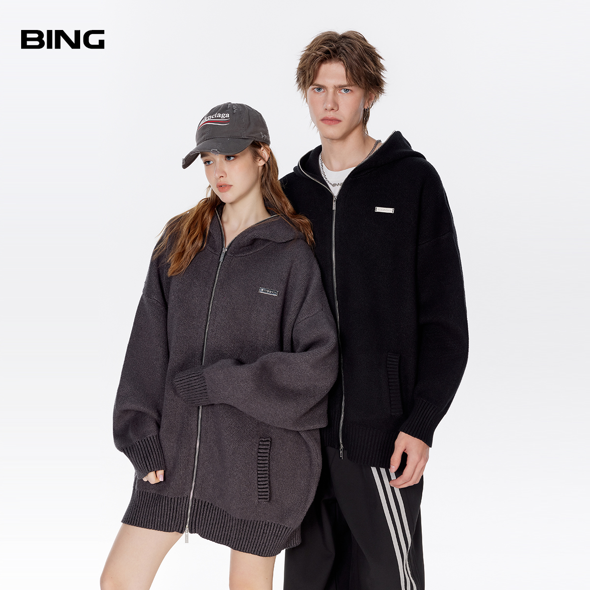 BING针织开衫外套男春季新