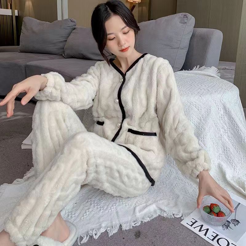 珊瑚绒睡衣女士春秋季新