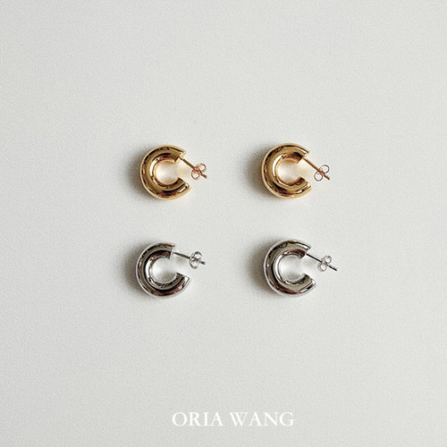 ORIAWANG 简约气质百搭高级感经典素圈金银胖圈圈耳环耳钉女