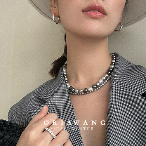 ORIAWANG原创设计银雪流光锁骨链施华洛珍珠项链轻奢小众高级感