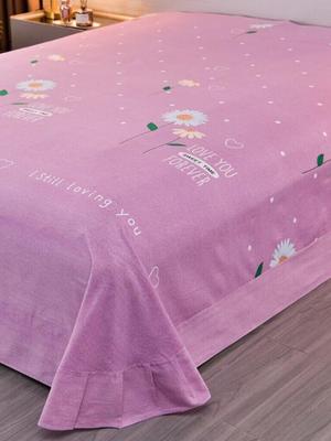 纯棉紫色雏菊花加厚单件斜纹床单1.8米床100全棉枕套双单人三件套