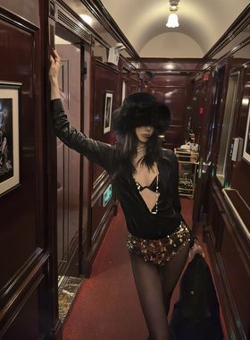 Se flatter 低调高级光泽感黑色长袖衬衫修身小众设计感薄款微透