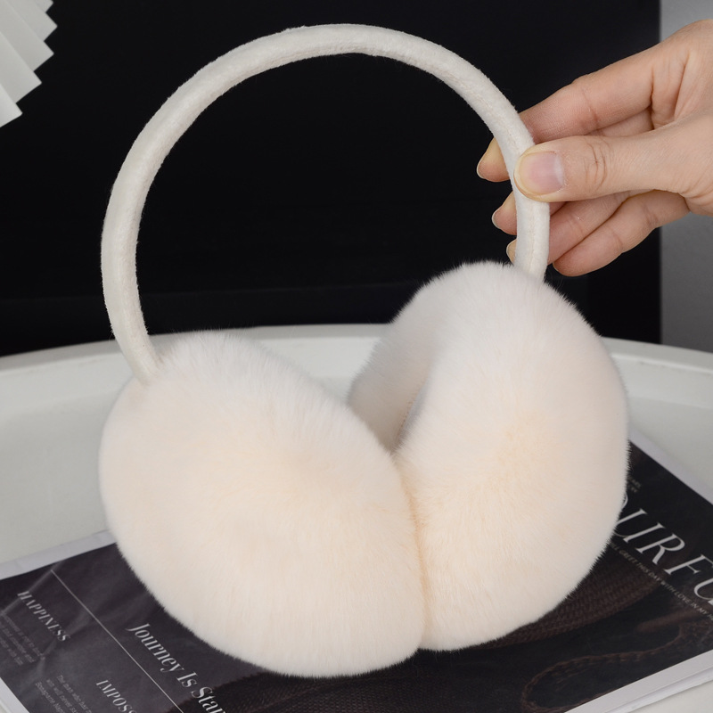 可爱獭兔毛耳套女冬季百搭保暖毛绒耳包骑车防风耳罩耳捂可伸缩