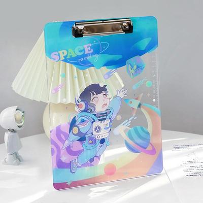 太空漫步文件板夹透明亚克力A4加厚垫板试卷资料整理办公文件夹