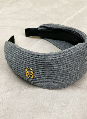 小香风针织加宽发箍女法式时尚防滑运动发带网红同款灰色发卡头饰