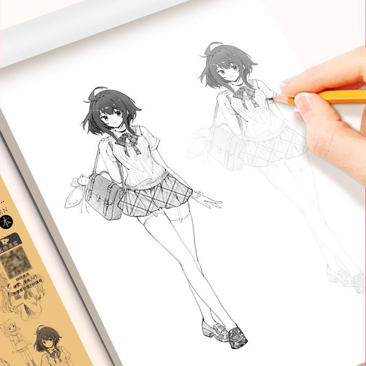 动漫美少女入门手绘古风素描速写临摹结构线稿基础教程教程绘画练习书本描摹本漫画人物二次元q版美少男儿童图片