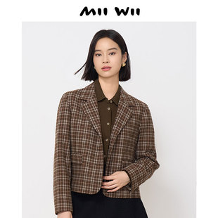 MIIWII末未24冬咖格色织格呢料小西装 W244227