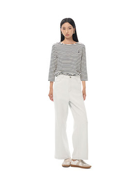 MIIWII末未25秋灰白色百搭宽腿裤显瘦棉质轻薄休闲裤女K253145