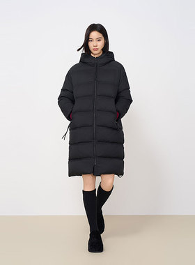 MIIWII末未24冬黑色连帽长款保暖外套廓形被子羽绒服女R244618