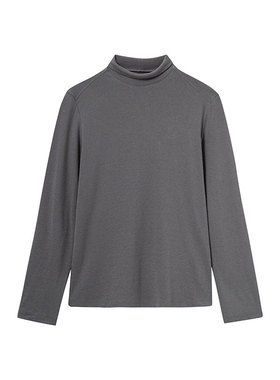 MIIWII末未25冬灰色羊毛混纺针织长袖内搭领高领上衣女T254128