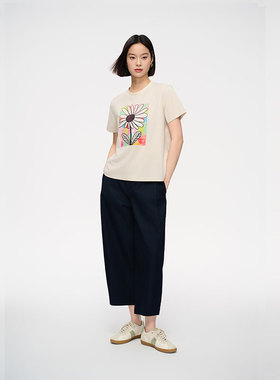 MIIWII末未25夏藏青色全棉显瘦长裤薄款直筒裤女K252127