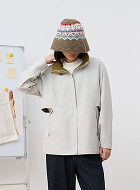 MIIWII末未25冬米灰色薄棉防风简约设计感廓形外套女W254114