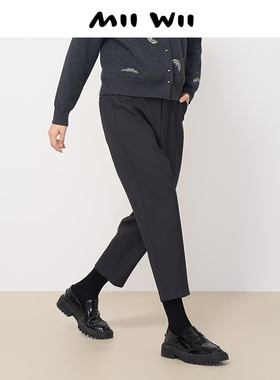 末未MIIWII24冬新款深灰色复合料西裤K244306女士