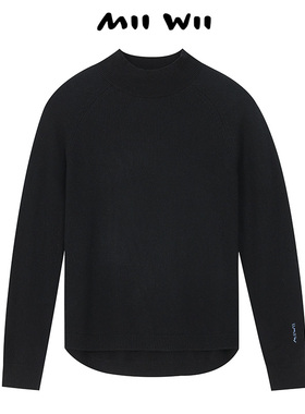 【断码清仓】末未MIIWII23冬黑色羊毛棉套头衫女X234411